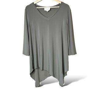COMPLI K Poly / Spandex Slinky Knit Tunic Top MADE IN CANADA Sage Green US Sz L